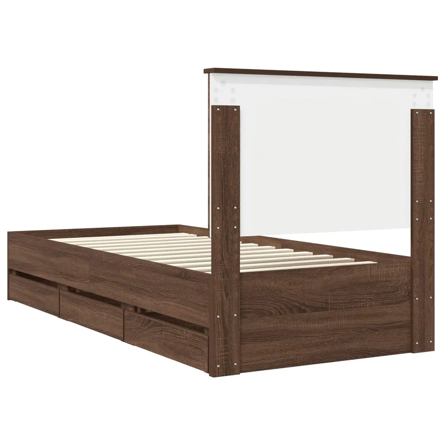 Cadre de lit Chêne brun 100 x 200 cm Bois Ingénierie - 10