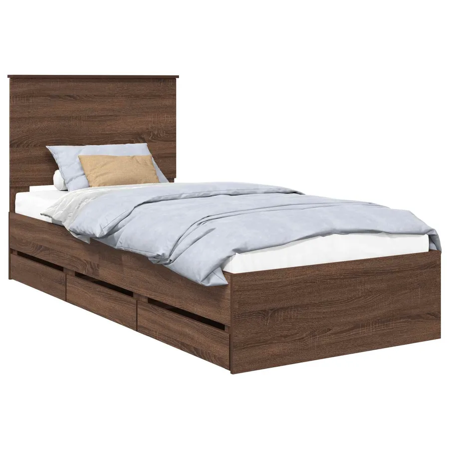 Cadre de lit Chêne brun 100 x 200 cm Bois Ingénierie - 2