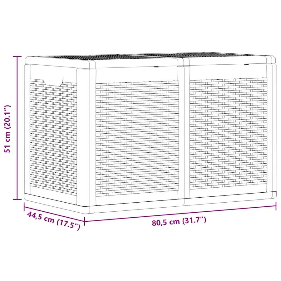 Boîte de rangement de jardin gris PP rotin 180 L - 10