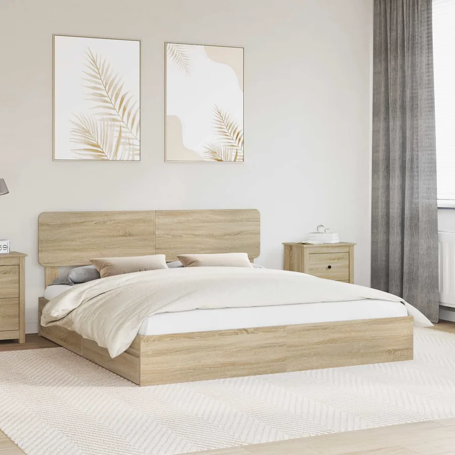 Lit de Rangement Chêne Sonoma 180 x 200 cm Bois d'ingénierie