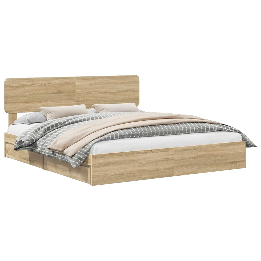 Lit de Rangement Chêne Sonoma 180 x 200 cm Bois d'ingénierie - 2