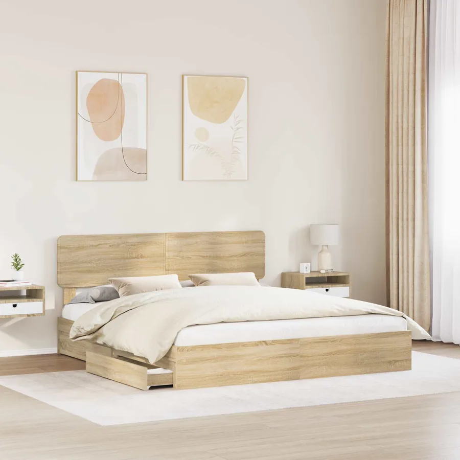 Lit de Rangement Chêne Sonoma 180 x 200 cm Bois d'ingénierie - 3