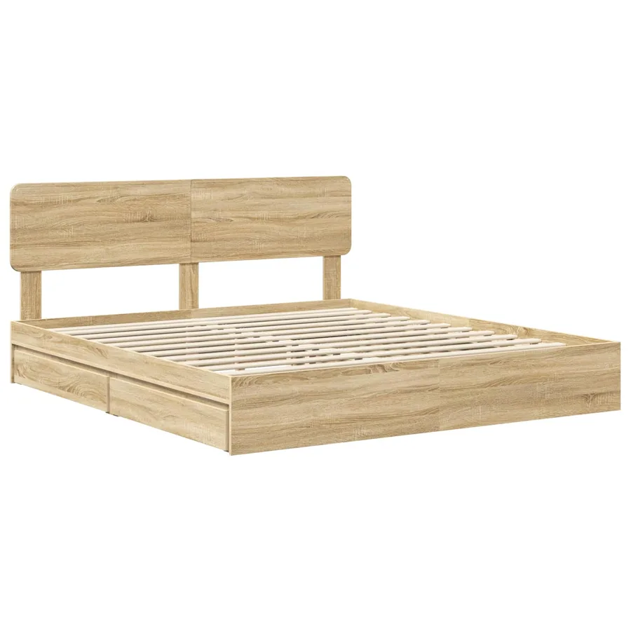 Lit de Rangement Chêne Sonoma 180 x 200 cm Bois d'ingénierie - 4