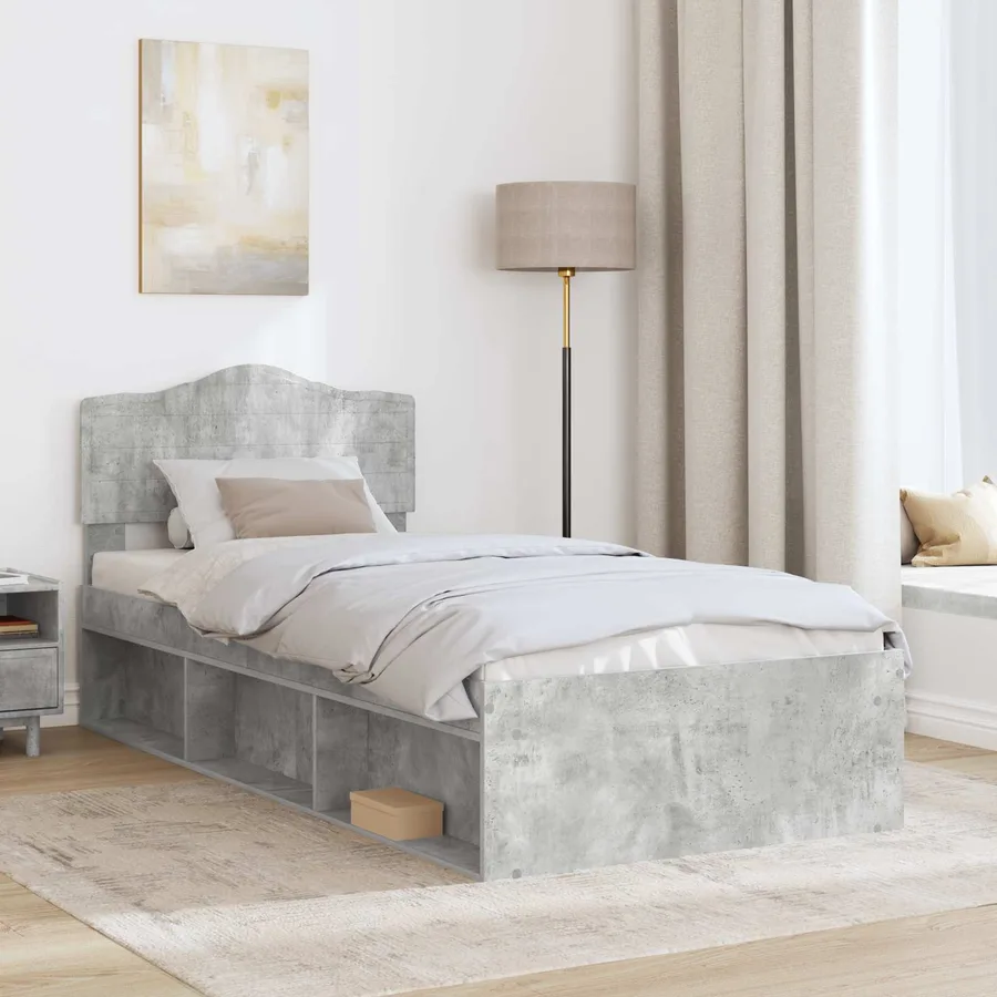 Cadre de lit Gris Béton 100 x 200 cm Bois de pin massif - 3