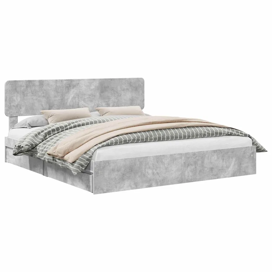 Lit de Rangement Gris béton 200 x 200 cm Bois d'ingénierie - 2