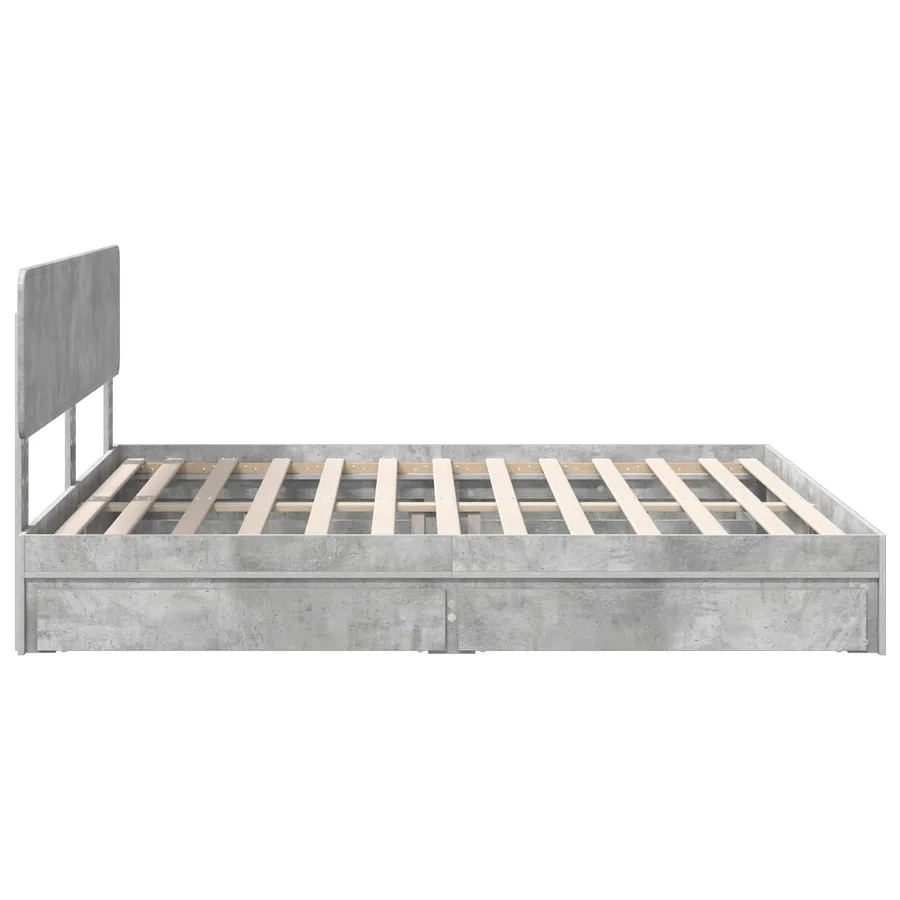 Lit de Rangement Gris béton 200 x 200 cm Bois d'ingénierie - 9
