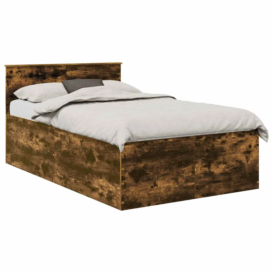 Cadre de lit Chêne fumé 135 x 190 cm Bois d'ingénierie - 2