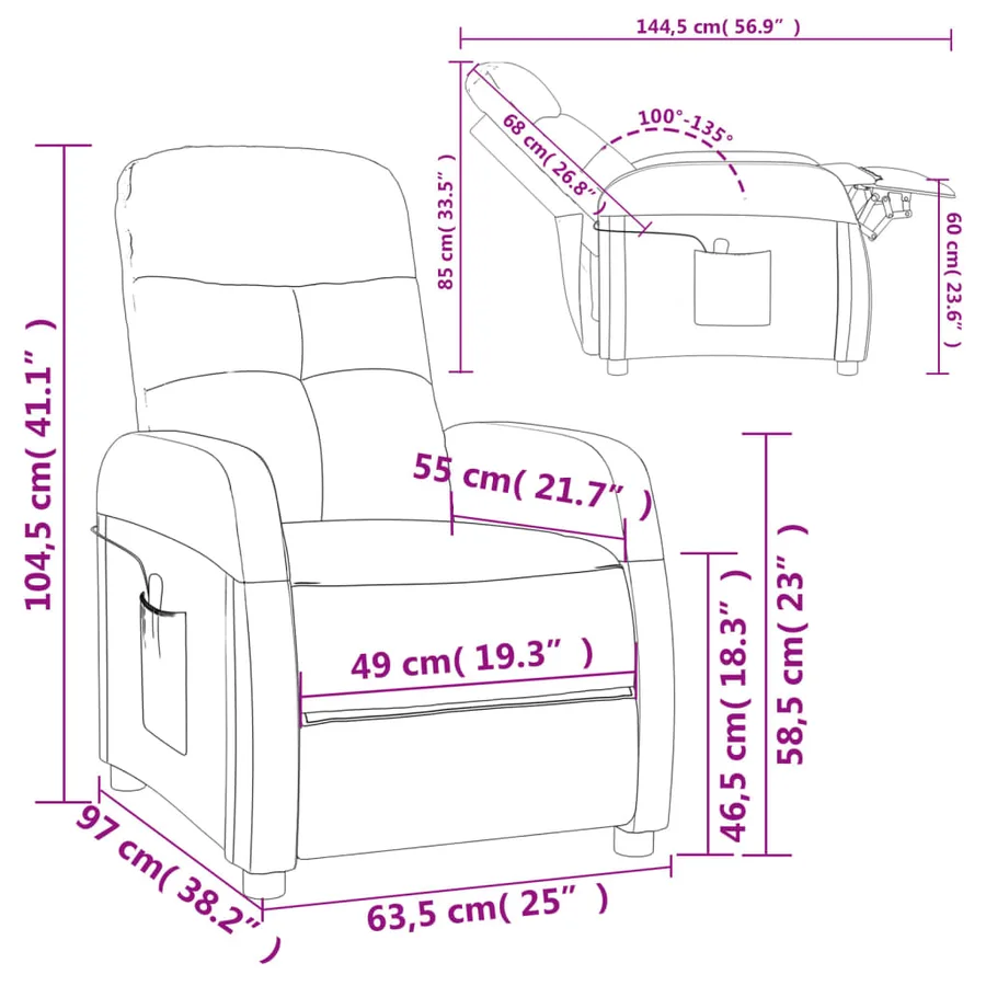 Fauteuil inclinable électrique Taupe Tissu - 13