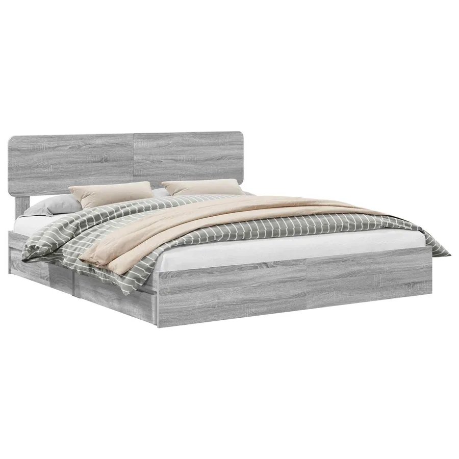 Lit de Rangement Gris Sonoma 200 x 200 cm Bois d'ingénierie - 2