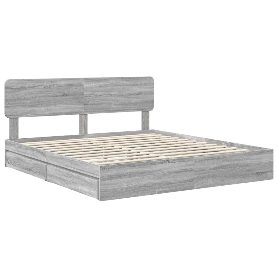 Lit de Rangement Gris Sonoma 200 x 200 cm Bois d'ingénierie - 4