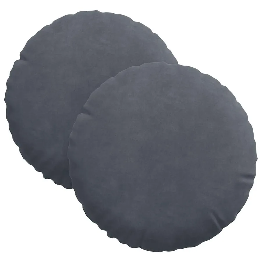 Coussins de siège 2 pcs Gris foncé Ø30 x 13 cm Velours - 2