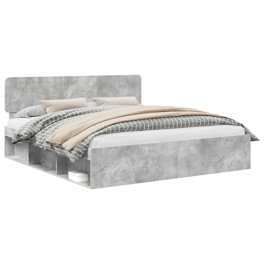 Cadre de lit avec tête de lit Béton 180 x 200 cm Pin massif - 2
