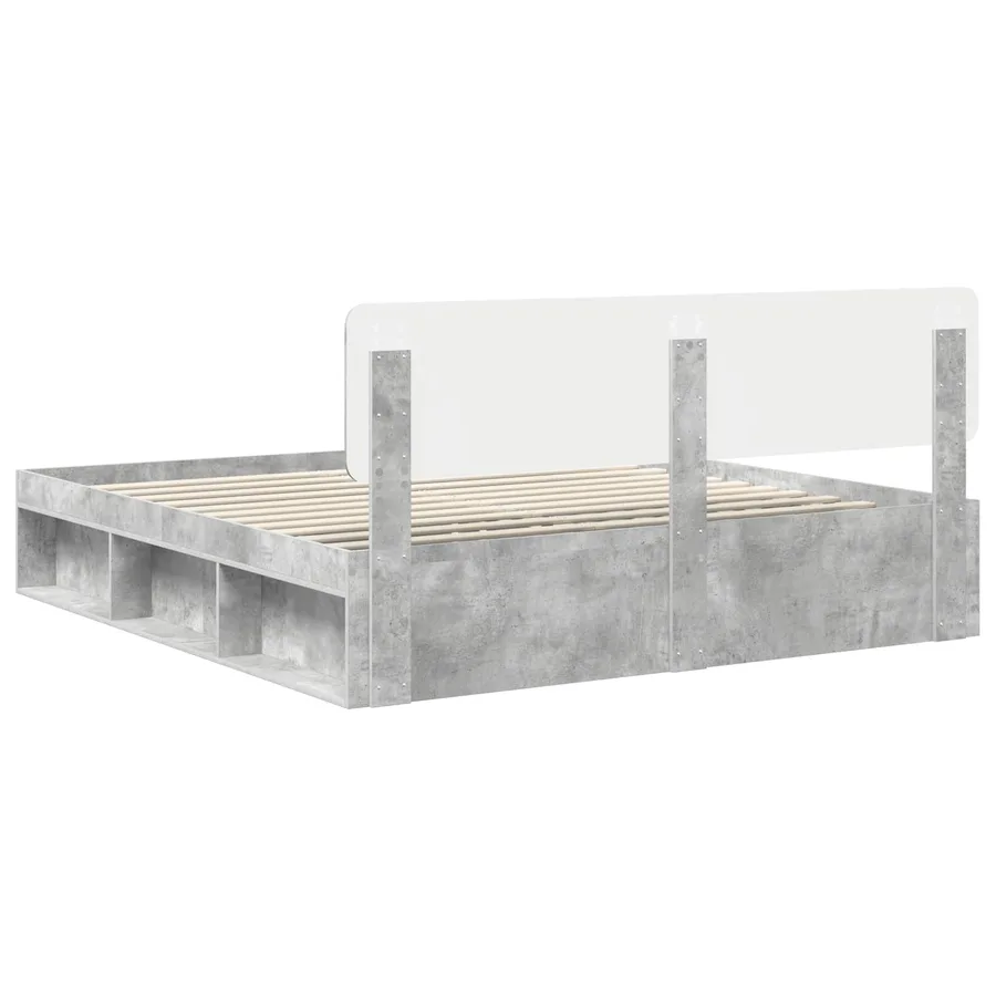 Cadre de lit avec tête de lit Béton 180 x 200 cm Pin massif - 9
