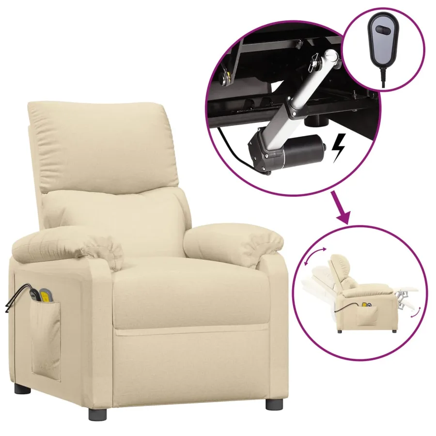 Fauteuil électrique de massage Crème Tissu - 2