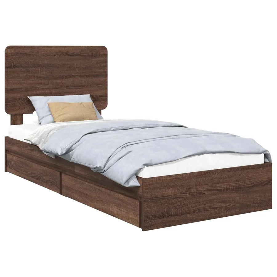 Lit de Rangement Chêne brun 75 x 190 cm Bois d'ingénierie - 2