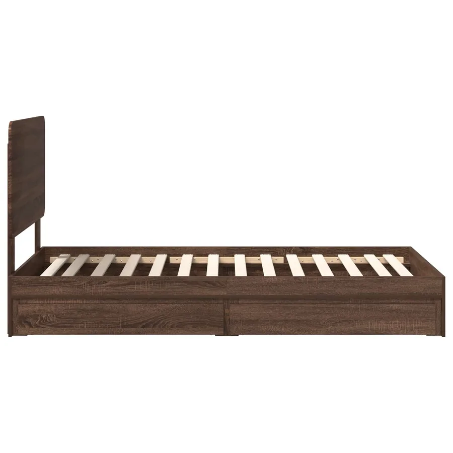 Lit de Rangement Chêne brun 75 x 190 cm Bois d'ingénierie - 9