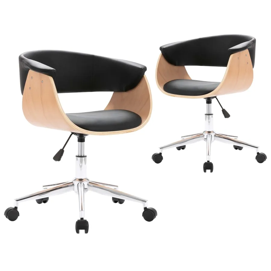 Chaises pivotantes à manger lot de 2 noir similicuir - 2