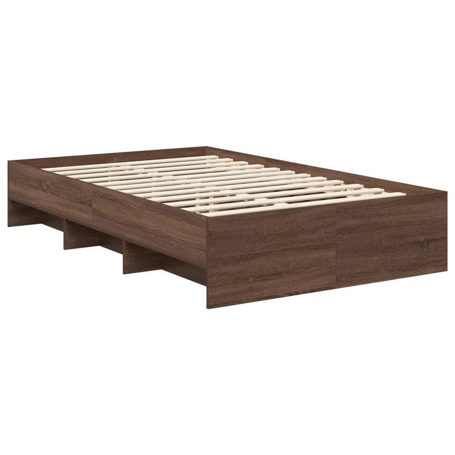 Cadre de lit Chêne brun 137 x 203 cm Bois d'ingénierie - 5