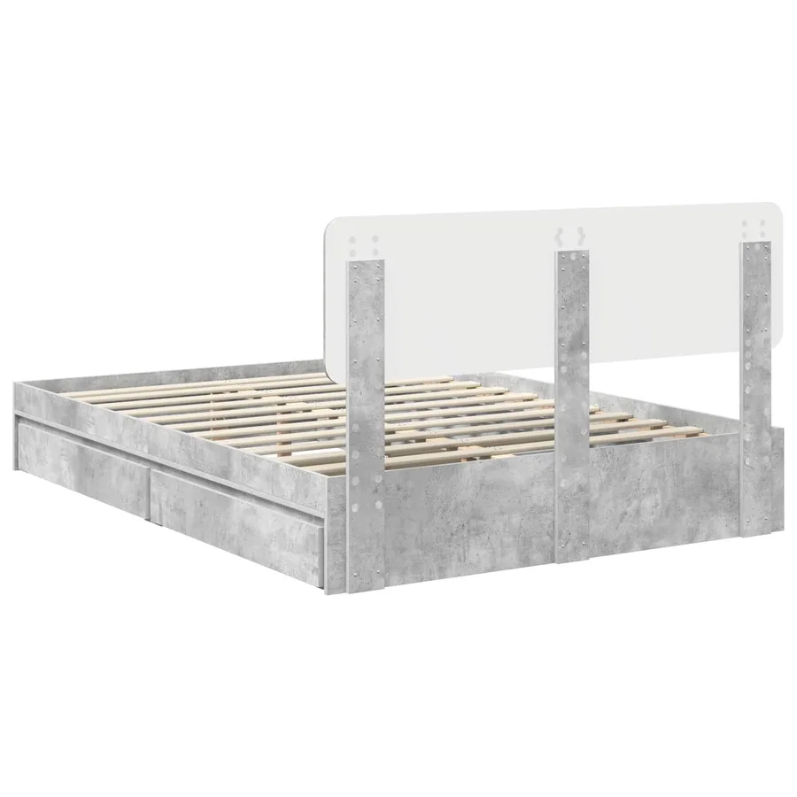 Lit de Rangement Gris béton 150 x 200 cm Bois d'ingénierie - 10