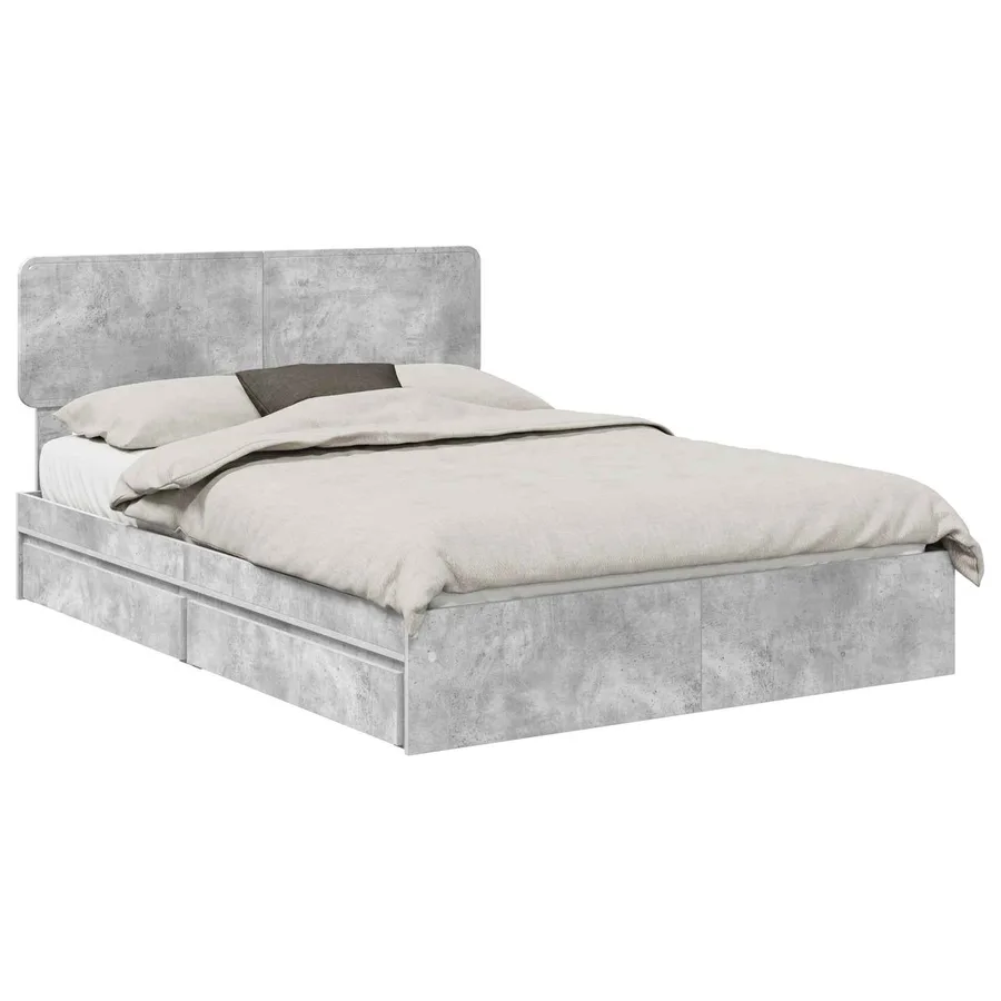 Lit de Rangement Gris béton 150 x 200 cm Bois d'ingénierie - 2