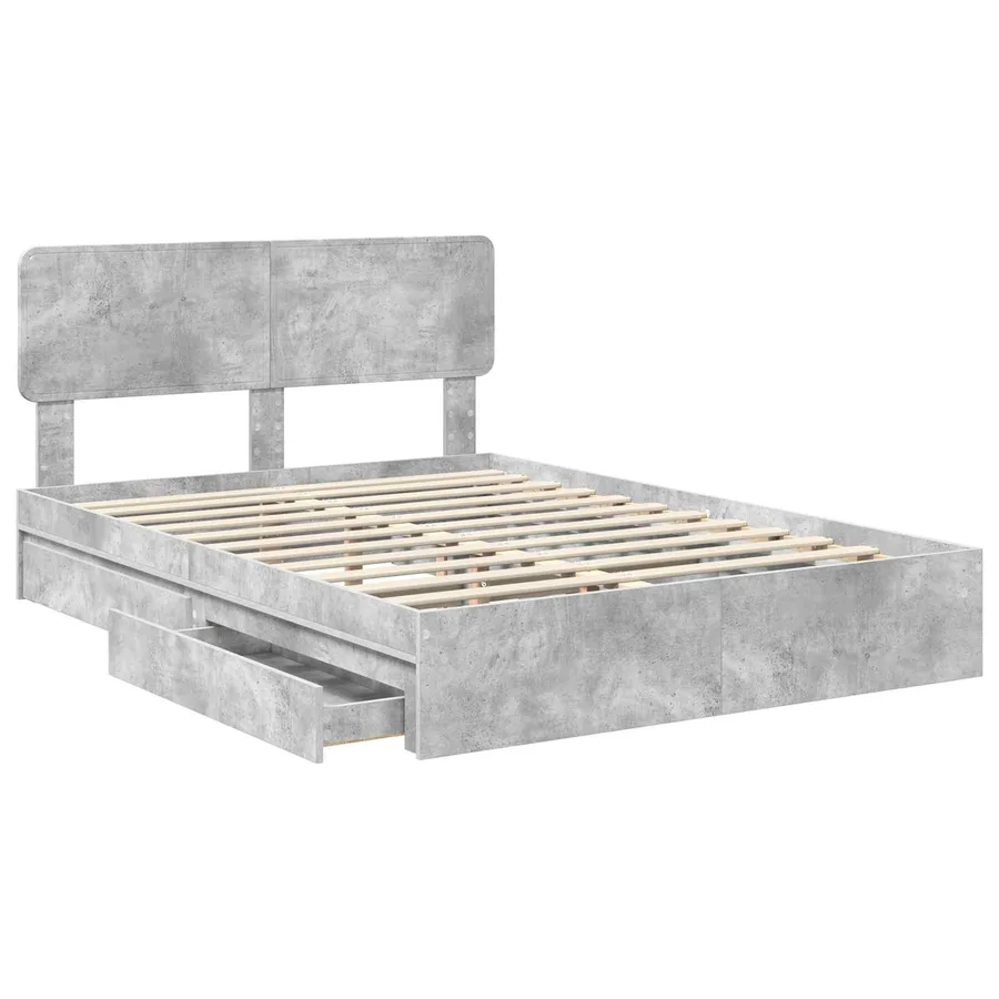 Lit de Rangement Gris béton 150 x 200 cm Bois d'ingénierie - 5