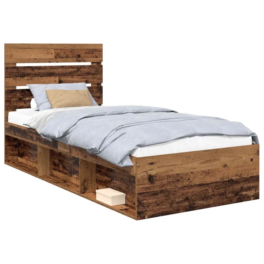Cadre de lit Bois ancien 75 x 190 cm Bois de pin massif - 2