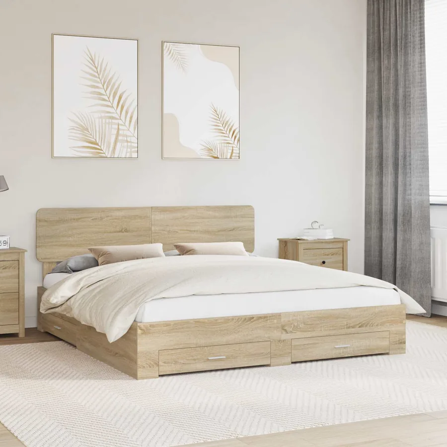 Cadre de lit Chêne Sonoma 200 x 200 cm Bois d'ingénierie