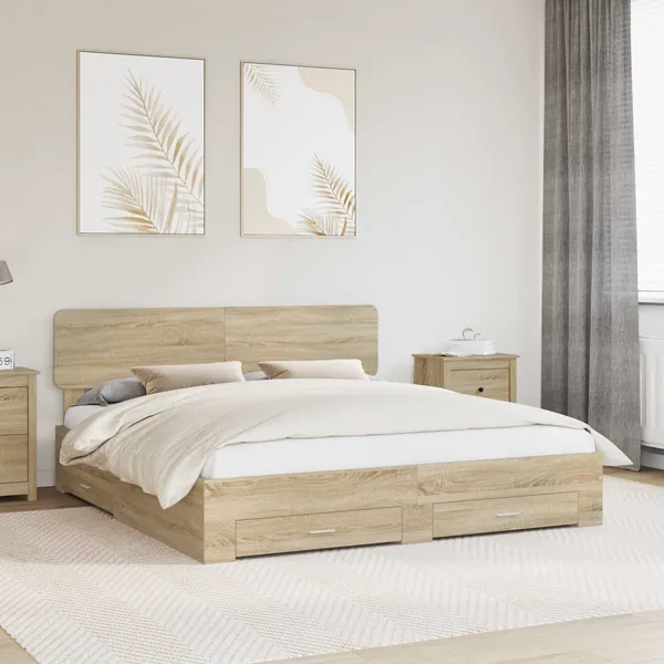 Cadre de lit Chêne Sonoma 200 x 200 cm Bois d'ingénierie