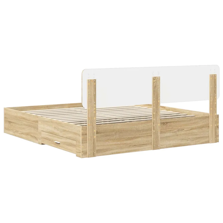 Cadre de lit Chêne Sonoma 200 x 200 cm Bois d'ingénierie - 10