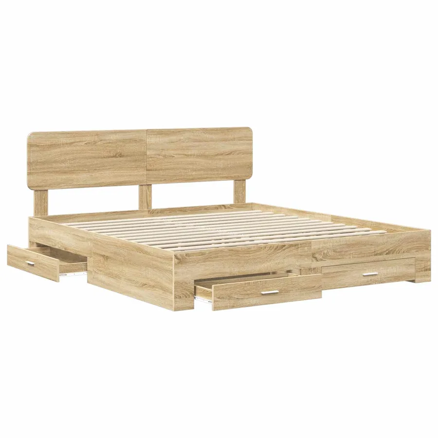 Cadre de lit Chêne Sonoma 200 x 200 cm Bois d'ingénierie - 5