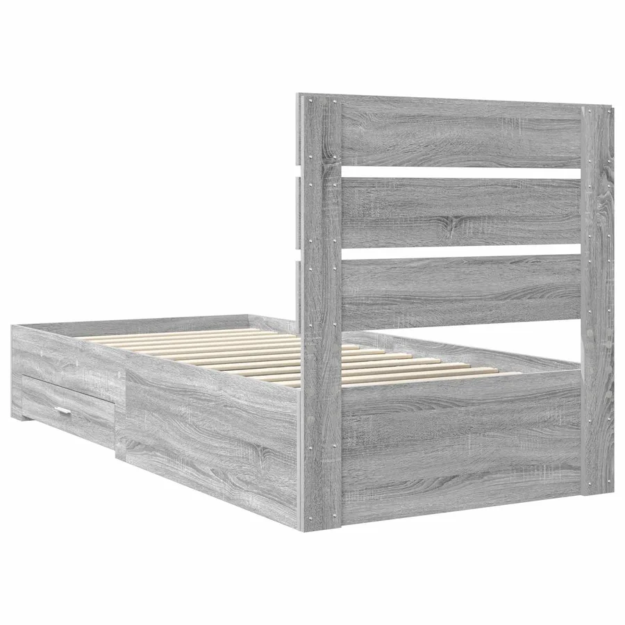 Cadre de lit avec tiroir Sonoma Gris et Argent 75 x 190 cm - 9