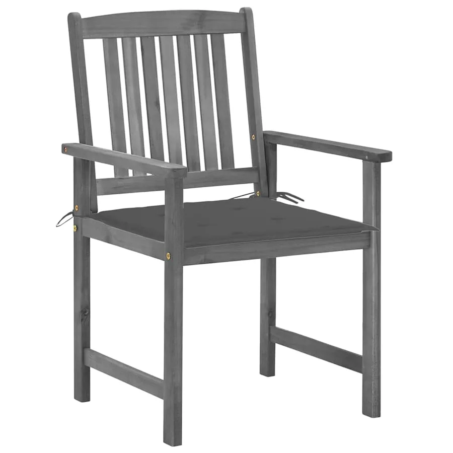 Chaises de jardin et coussins lot de 4 Gris Bois acacia massif - 3