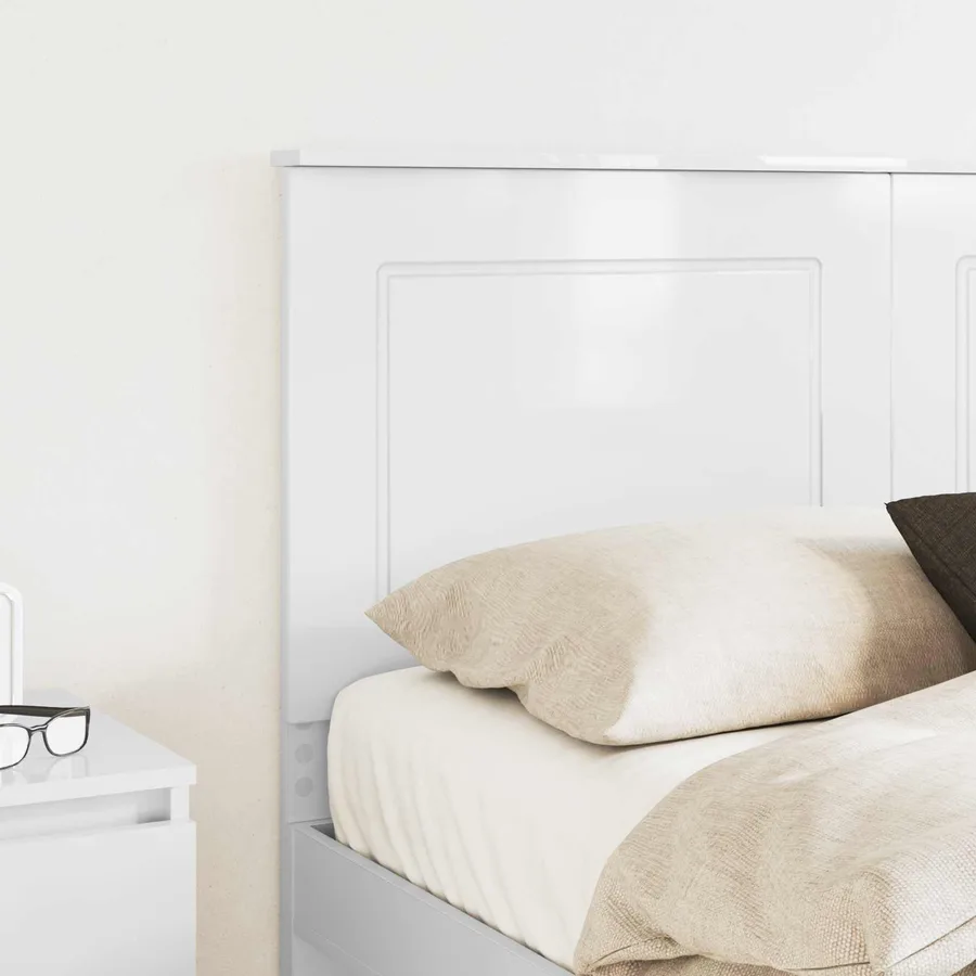 Tête de lit Blanc Brillant 100 cm Bois d’ingénierie - 3