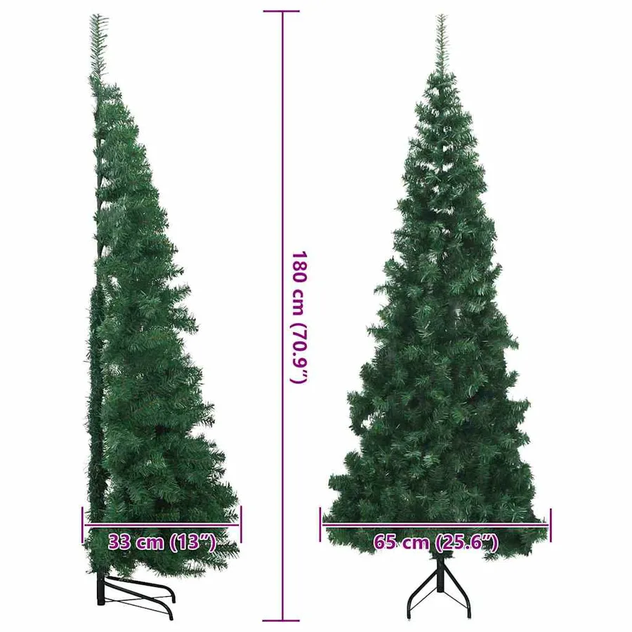 Arbre de Noël artificiel d'angle Vert 180 cm PVC et métal - 19