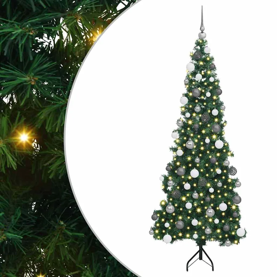 Arbre de Noël artificiel d'angle Vert 180 cm PVC et métal - 2