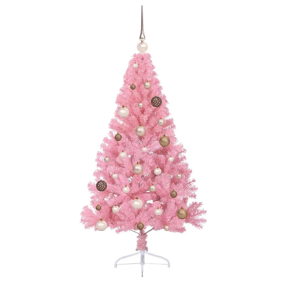 Sapin de Noël artificiel pré-éclairé Rose 150 cm PVC - 4