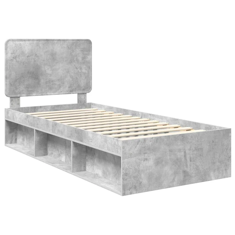 Cadre de lit Gris Béton 75 x 190 cm Bois de pin massif - 4