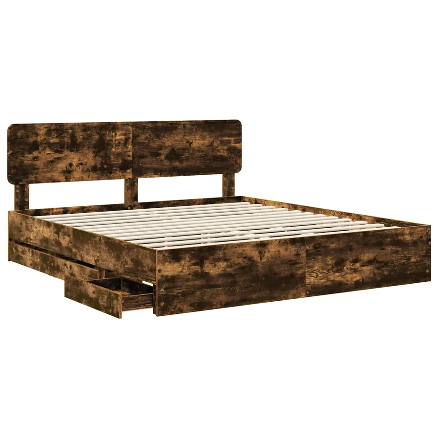 Cadre de lit Chêne Fumé 180 x 200 cm Bois d’ingénierie - 5