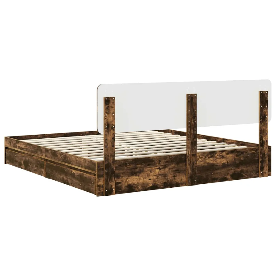 Lit de Rangement Chêne fumé 180 x 200 cm Bois d'ingénierie - 10