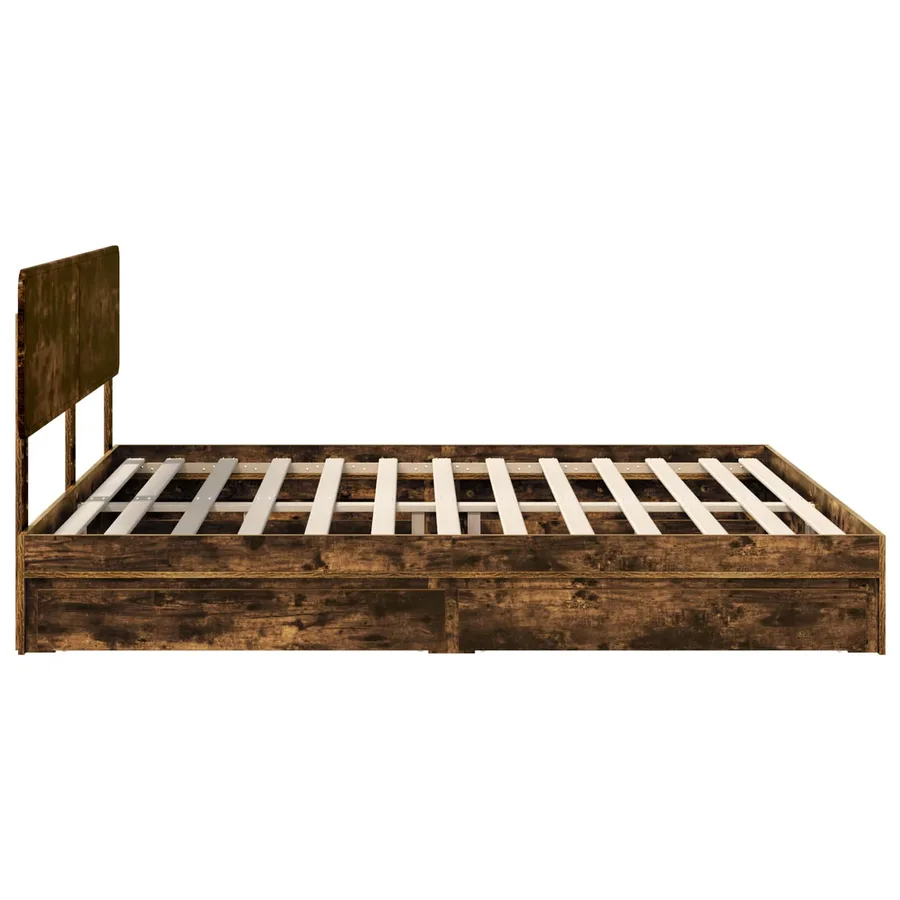 Lit de Rangement Chêne fumé 180 x 200 cm Bois d'ingénierie - 9