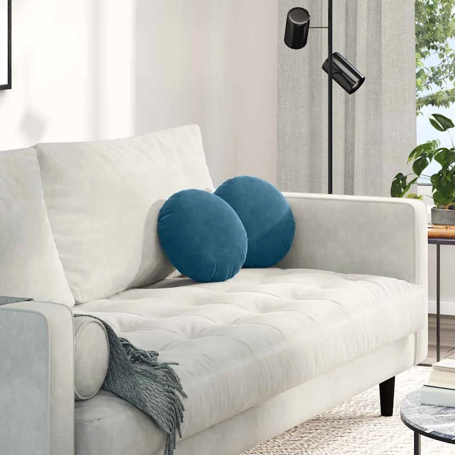 Coussins de siège 2 pcs Bleu Ø30 x 13 cm Velours