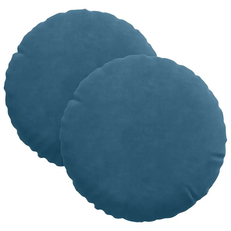Coussins de siège 2 pcs Bleu Ø30 x 13 cm Velours - 2