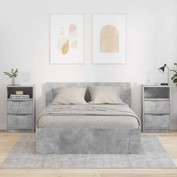 Tables de chevet avec tiroir 2 pcs Gris béton 40 x 30 x 467 cm