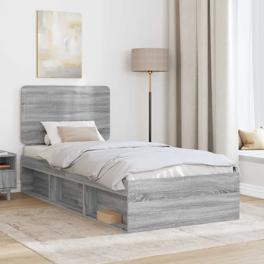 Cadre de lit Gris Sonoma 75 x 190 cm Bois de pin massif - 3