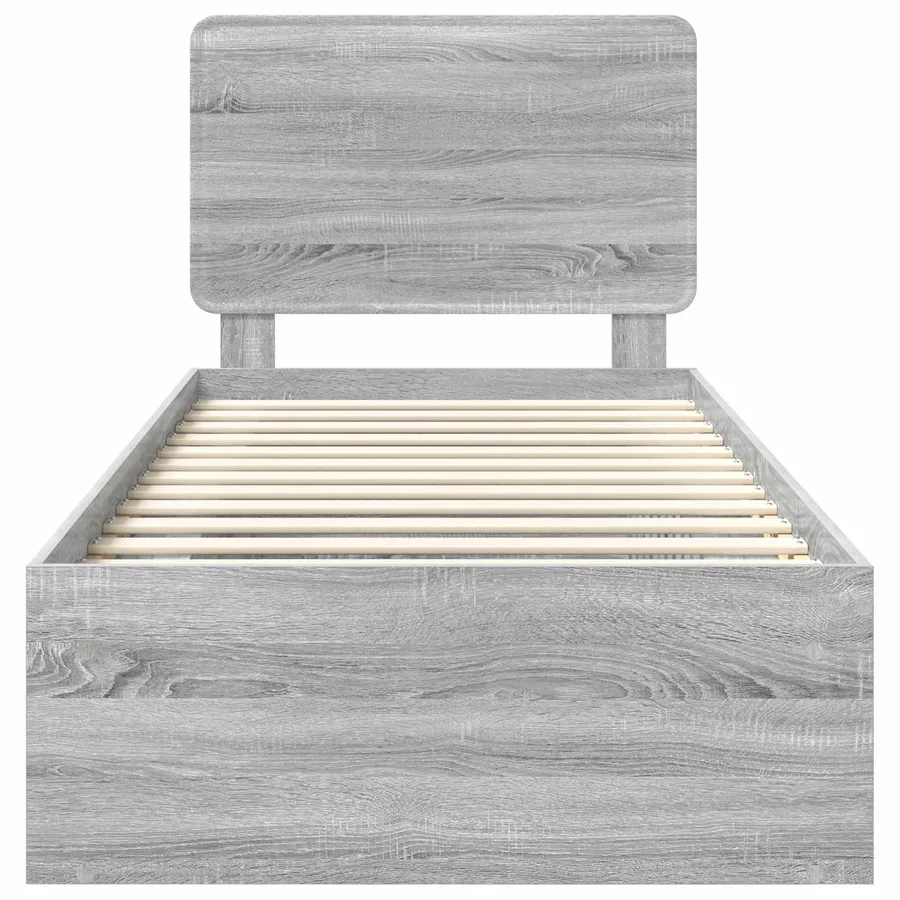 Cadre de lit Gris Sonoma 75 x 190 cm Bois de pin massif - 7
