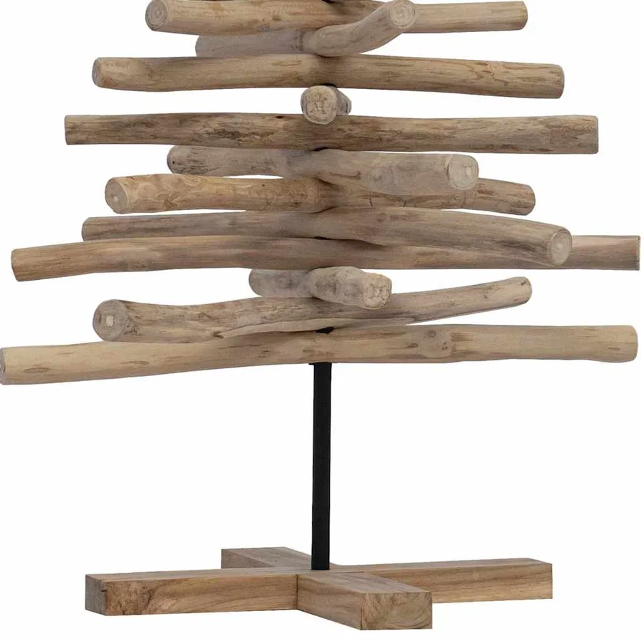 Sapin de Noël avec support Marron 120 cm Bois de teck solide - 8