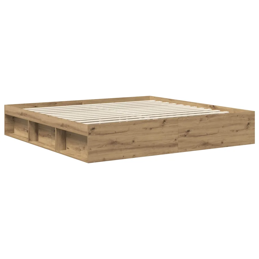 Cadre de lit Chêne artisan 200 x 200 cm Pin massif - 5