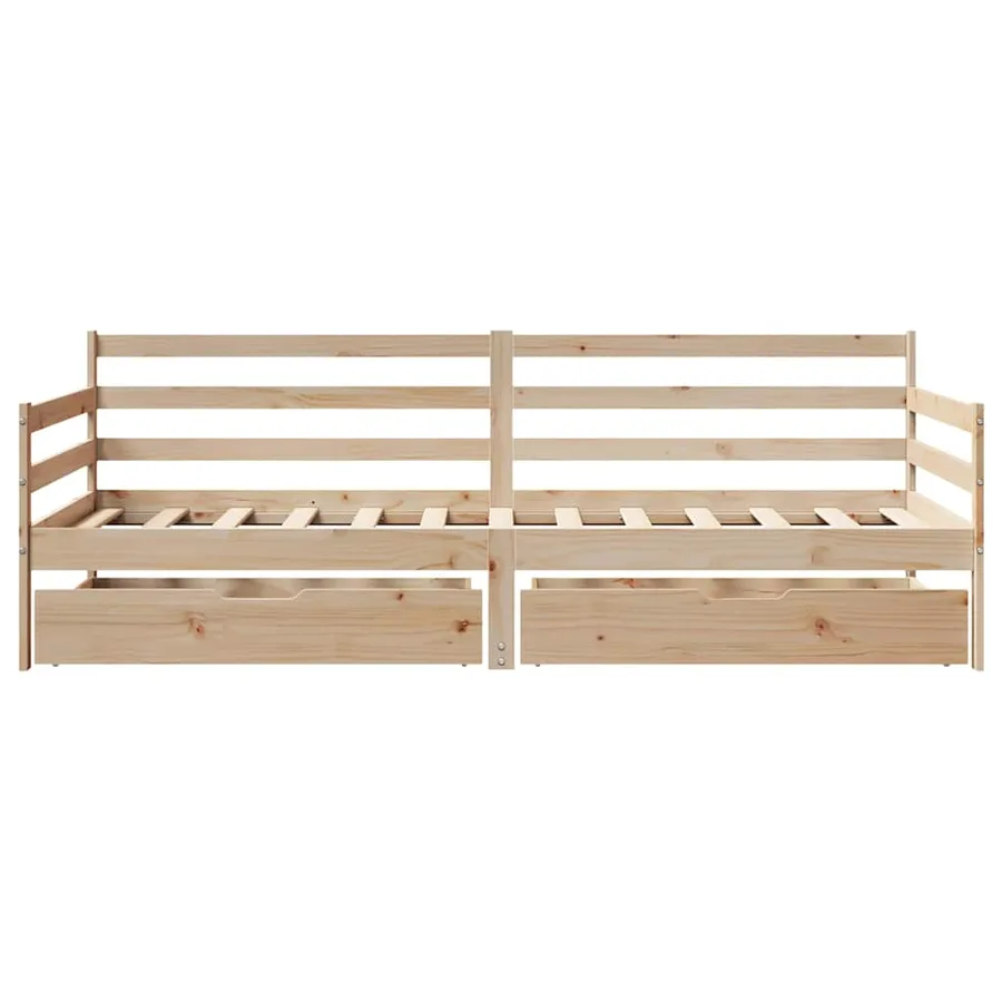 Lit de jour et tiroirs sans matelas blanc 80x200 cm bois massif - 4