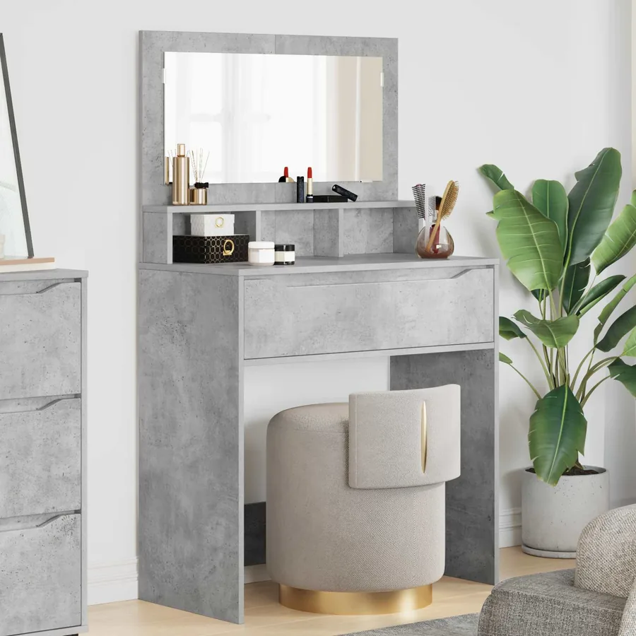 Tables de maquillage pour chambre Gris béton 80 x 39,6 x 135 cm