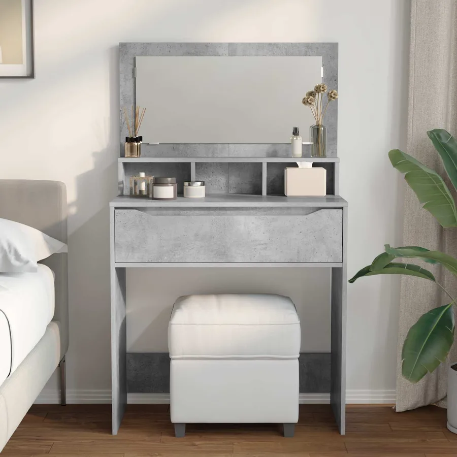 Tables de maquillage pour chambre Gris béton 80 x 39,6 x 135 cm - 4